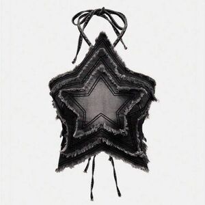 Star-Shaped Halter Crop Top in Black